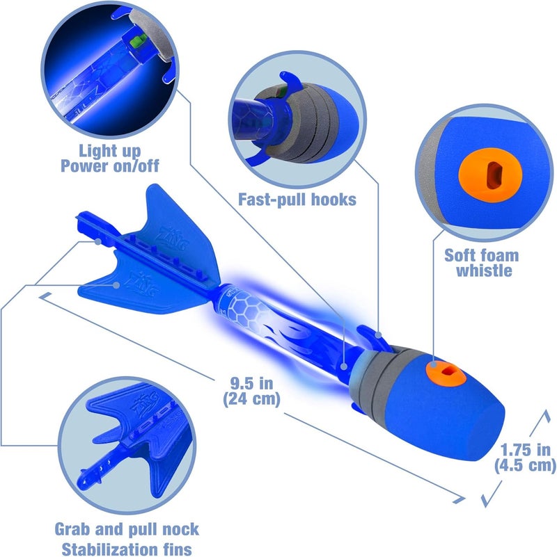 Zing HyperStrike FireTek Bow Archer Pack, Light Up Bow and Light Up Zonic Whistle Arrows, Shoots Arrows Over 200ft, Outdoor Play with Friends and Family, for Ages 14+ (Blue) - Image 4